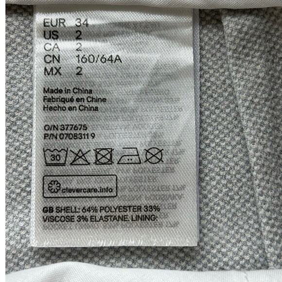 H&M NWOT Size 2 Mid-Rise Tweed Diagonal Weave Business Dress Casual Pants - Picture 4 of 5